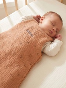 Saco de bebé de verão personalizável em gaze de algodão Bio JUNGLE castanho estampado
