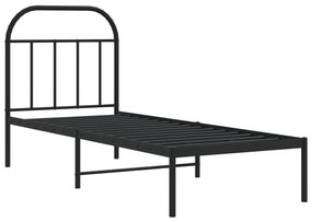 Estrutura de cama com cabeceira 75x190 cm metal preto