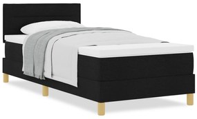 Cama Box Spring com Colchão Preta 100x200 cm Tecido