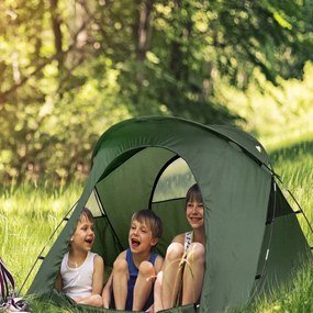 Tenda de acampamento elevada para 2 pessoas 4 em 1 Tenda exterior portátil com cobertura Colchão insuflável 194 x 146 x 160 cm Verde