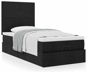 Cama otomana com colchão 90x200 cm tecido preto