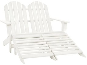 Cadeira de jardim &amp; otomano Adirondack 2 lugares abeto branco