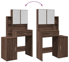 Toucador com armário 80x35x132 cm cor carvalho castanho