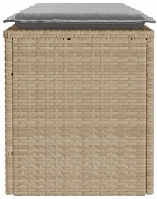 Banco de jardim com almofadão 110x40x44 cm vime PE bege