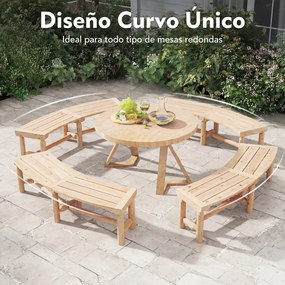 Banco de Jardim Curvo para 2 Pessoas, 139 x 36 x 41 cm, Madeira Carbonizada, Castanho
