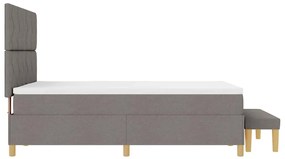 Cama Box Spring com Colchão &amp; Banco Taupe 140x190 cm Tecido