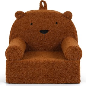 Sofá infantil em pelo macia com encosto largo e braços, capa removível e lavável, enchimento em espuma, para o quarto do bebé ou sala de estar Castanh