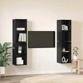 Gabinete de TV de Parede 4 pcs Carvalho Preto 37 x 37 x 72 cm
