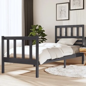 vidaXL Estrutura cama peque solteiro 75x190cm madeira maciça cinzento