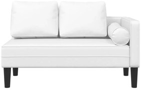 Chaise longue com almofadões couro artificial branco