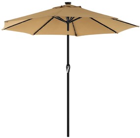 Guarda-sol Ø 3 m com iluminação solar LED Taupe
