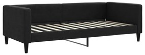 Sofá-cama com gavetão e gavetas 100x200 cm tecido preto