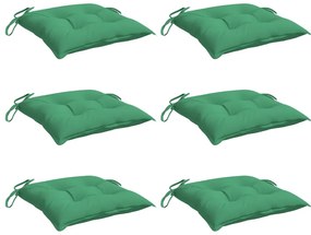 Almofadões de cadeira 6 pcs 40x40x7 cm tecido oxford verde