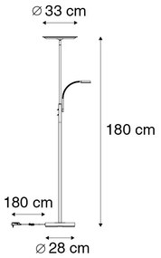 Candeeiro de pé moderno aço comando-distância flexo LED - STRELA Moderno