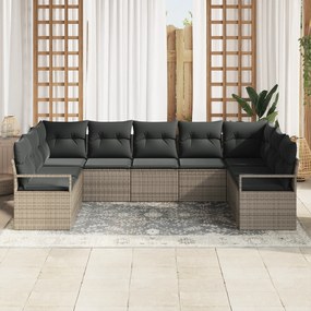 Conjunto de Sofás de Jardim vidaXL de 9 peças com Almofadas Cinza Vime