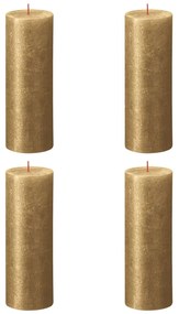 Bolsius Velas rústicas cilíndricas Shimmer 4 pcs 190x68 mm dourado