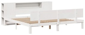 Cama com estante sem colchão 200x200 cm pinho maciço branco