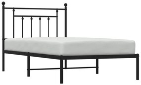 Estrutura de cama com cabeceira 100x190 cm metal preto