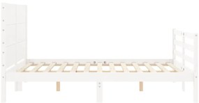 Estrutura de cama com cabeceira 140x200cm madeira maciça branco