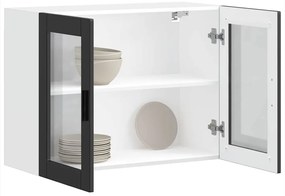 Armário de parede de cozinha com porta de vidro Porto preto