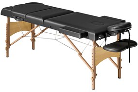 HOMCOM Marquesa de Massagem Dobrável Portátil com Altura Ajustável Apoio de Cabeça Apoios de Braço Acolchoados 215x60x64-89 cm Preto | Aosom Portugal