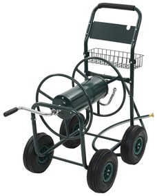 vidaXL Carrinho p/ mangueira de jardim c/ conector 1/2" 75 m aço