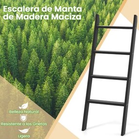 Suporte toalhas em forma escada de 4 níveis  50 × 7,5 × 137 cm Preto