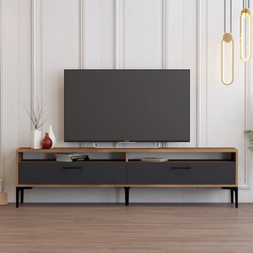 Móvel TV Istanbul – Nogueira e Antracite – 180x35x47 cm