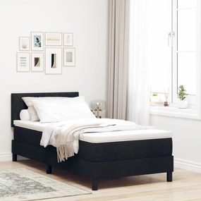 Cama Box Spring com Colchão &amp; LED Preto 90x200 cm Tecido