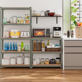 Estante de armazenamento 5 prateleiras (1 unidade) Carga até 875 kg Estantes de aço ajustáveis em altura para garagem Oficina 90x40,5x180,5cm Cinzenta