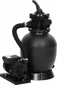 93395 vidaXL Filtro de areia p/ piscina com válvula de 6 vias preto