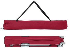 Cama de Lounge Dobrável Vermelha Metal, Tecido Padrão Dobrável