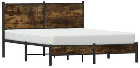 Estrutura de cama sem colchão 140x200 cm metal carvalho fumado