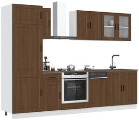 vidaXL 8 peças armário de cozinha conjunto Kalmar carvalho castanho