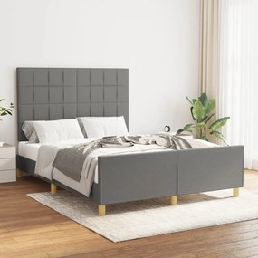 Estrutura de cama sem colchão 140x200 cm tecido cinzento-escuro