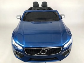 Volvo S90 12v, Carro elétrico infantil módulo de música, assento de couro, pneus de borracha EVA Azul