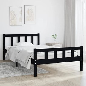 vidaXL Estrutura de cama 90x200 cm madeira maciça preto
