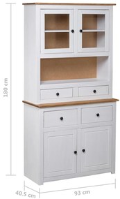 Armário alto 93x40,5x180 cm pinho maciço Panama branco