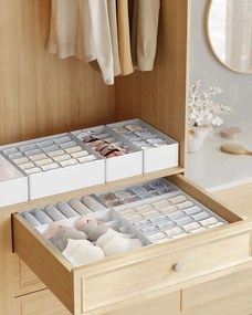 Conjunto de 8 organizadores guarda roupa, gavetas de roupa interior, branco
