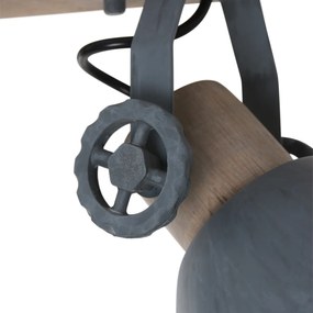 Industriële plafondspot hout met grijs 2-lichts draai- en kantelbaar - Gearwood Industrial