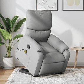 vidaXL Poltrona reclinável massagens tecido cinzento-claro