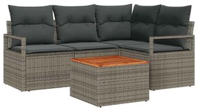 Conjunto de Sofás de Jardim 5 pcs Cinzeto Grande Vime