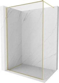 Mexen Kioto-F parede de chuveiro Walk-in com moldura 140 x 202 cm, transparente 8 mm, dourada escovada - 800-140-104-55-00