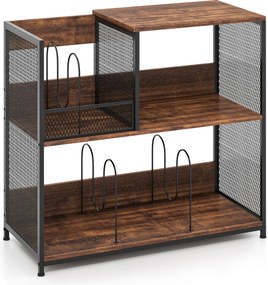 Armário para gira-discos de 3 níveis e para discos de vinil 83 x 36 x 76,5 cm com capacidade para 300 álbuns Mesa lateral com 3 divisórias Castanho