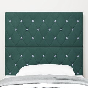 Cabeceira vidaXL Botão de Cristal de Veludo Verde Escura 100 cm, Cabec