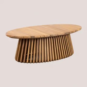 Mesa De Centro Oval Para Jardim 120x65 Cm Em Madeira De Acácia Mura Castanho Acácia Rústico - Sklum