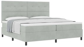 Cama Box com Colchão vidaXL Cinza Claro 200x200 cm Veludo