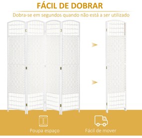 Biombo de 4 Painéis Separador de Ambientes 160x170 cm Divisor de Habit