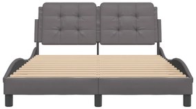 Estrutura cama c/ cabeceira 140x200cm couro artificial cinzento