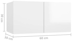 Móveis de TV para parede 3 pcs 60x30x30 cm branco brilhante